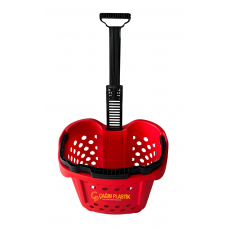 Tekerlekli Plastik Alışveriş Sepeti - Kırmızı | 40 Litre - 5 Adet